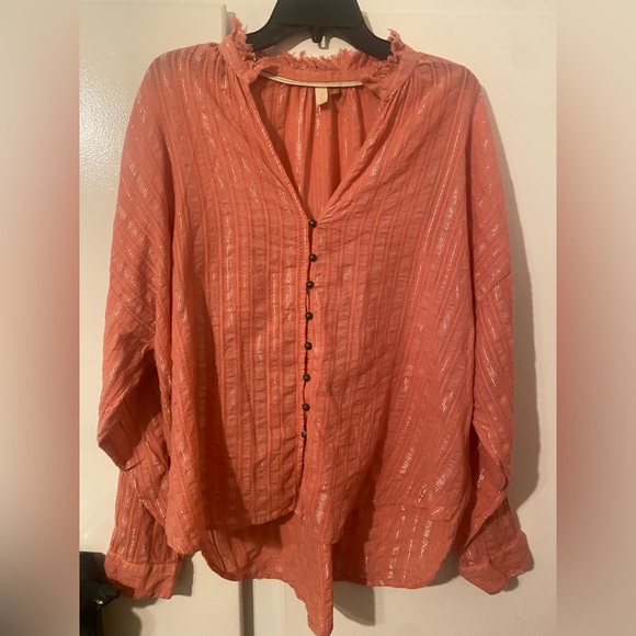 Anthropologie Coral Button-Down Shirt - Picture 3 of 10